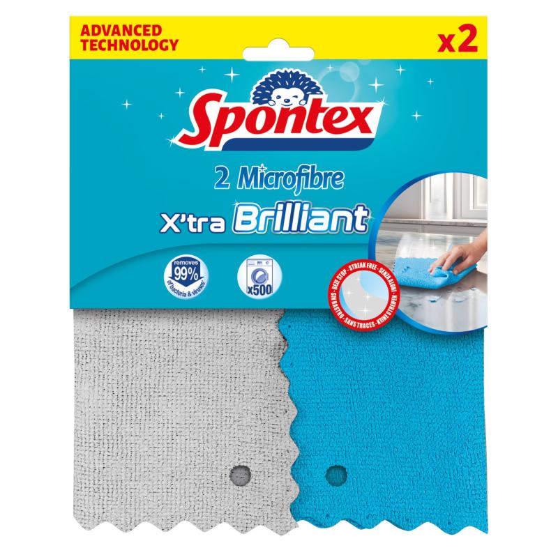 Mikropluošto šluostės SPONTEX X'tra Brilliant, 2 vnt