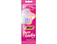 Moteriški vienkartiniai skustuvai BIC TWIN LADY SENSITIVE, 5 vnt