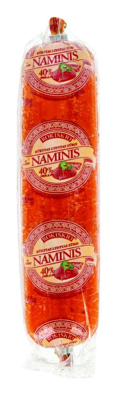 Naminis rūkytas lydytas sūris su kumpiu. 40%, 250 g
