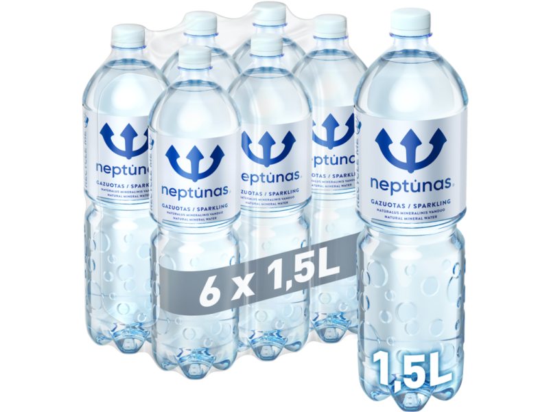 Natūralus mineralinis vanduo NEPTŪNAS, gazuotas, PET, 6 vnt, 1.5 l
