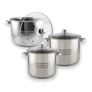 Nerūdijančio plieno puodams su dangčiu (3 dydžių), 13 l, 16 l, 11 l