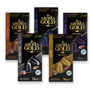 NESPRESSO AROMA GOLD kavos kaps. (5 rūš.), / pak., 52 g, 55 g, 56 g, 57 g, 10 vnt