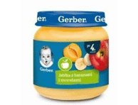 Obuolių, abrikosų ir bananų tyrelė GERBER (nuo 6 mėn.), 125 g