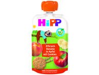 Obuolių, persikų ir bananų tyrelė HIPP su sausainiais(12+ mėn.), 100 g