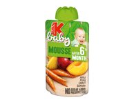 Obuolių, persikų, morkų, bananų tyrelė KUBUŠ BABY (6+ mėn.), 100 g