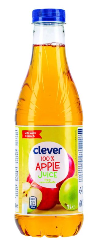 Obuolių sultys 100% iš koncetrato su vit.C CLEVER, 1 l