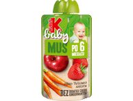 Obuplių, braškių ir morkų tyrelė KUBUŠ BABY nuo 6 mėn., 100 g