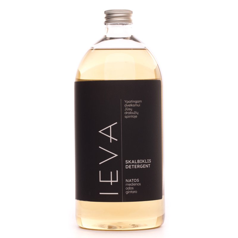 Parfumuotas skystas skalbiklis IEVA, medienos, odos ir gintaro natos, 1000 ml