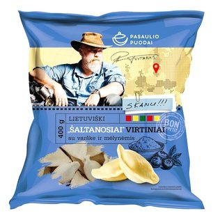 Šaldyti virtiniai su varške ir mėlynėmis PASAULIO PUODAI, 400 g