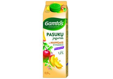 Pasukų jogurtas GAMTOS su mangais ir vitam. D, 1,2% r., be laktozės, 900 g