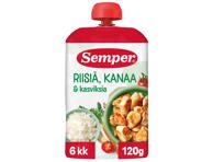 Patiekalas su vištiena, ryžiais ir daržovėmis SEMPER RTE nuo 6 mėn., 120 g