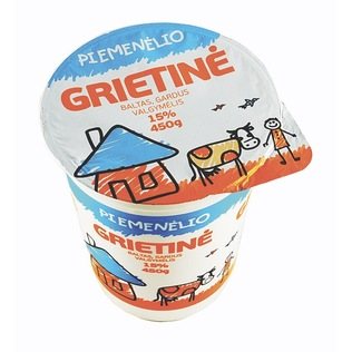 PIEMENĖLIO grietinė, 15% rieb., 450 g