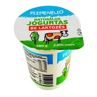PIEMENĖLIO natūralus jogurtas be laktozės, 380 g