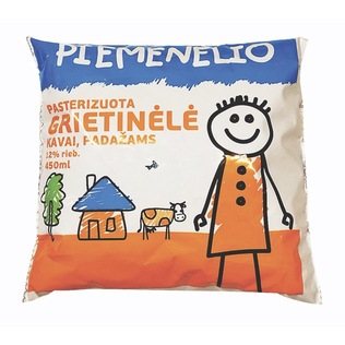 PIEMENĖLIO pasteriz. grietinėlė, 12% rieb., 450 ml
