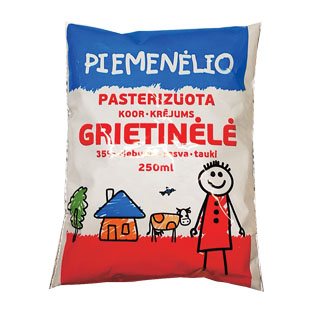 PIEMENĖLIO pasterizuota grietinėlė, 250 ml