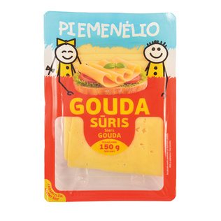 PIEMENĖLIO puskietis fermentinis sūris riekutėmis GOUDA, 150 g