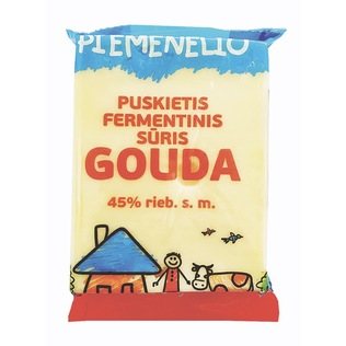 PIEMENĖLIO puskiet. ferm. sūris GOUDA, 45 % rieb. s. m., 200 g