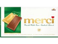 Pieninis šokoladas MERCI su lazdynų ir migdolų riešutais, 100 g