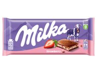 Pieninis šokoladas MILKA su braškių skonio jogurto įdaru, 100 g