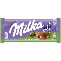 Pieninis šokoladas MILKA WHOLE HAZELNUTS, 95 g