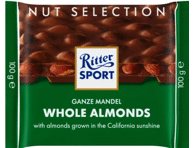 Pieninis šokoladas RITTER SPORT su neskaldytais migdolais, 100 g