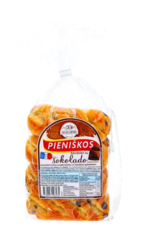 Pieniškos bandelės su šokoladu, 280 g