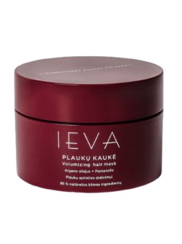 Plaukų kaukė IEVA su hialuronu ir pantenoliu apimties didinimui, 200 ml