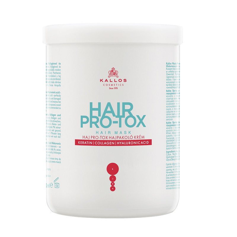 Plaukų kaukė su keratinu, kolagenu ir hialurono rūgštimi Kallos Hair Pro-Tox Hair Mask, 1000 ml