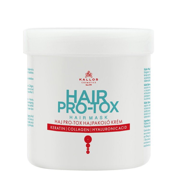 Plaukų kaukė su keratinu, kolagenu ir hialurono rūgštimi Kallos Hair Pro-Tox Hair Mask, 500 ml
