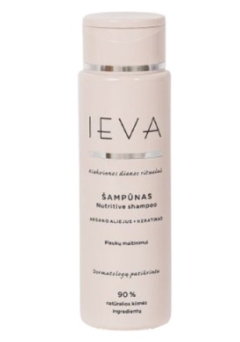 Plaukų šampūnas IEVA su argano aliejumi ir keratinu, 300 ml