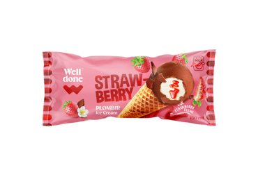 Plombyras WELL DONE su braškių įdaru, 90 g