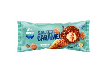 Plombyras WELL DONE su karamele ir lazdynų riešutais, 90 g