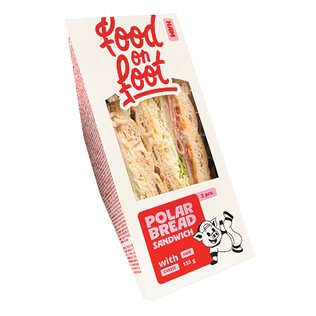 Poliarinės duonos sumuštinis SPECIAL FOOD ON FOOT su kumpiu ir sūriu, 155 g