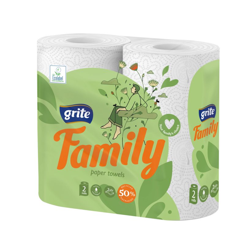 Popieriniai rankšluosčiai GRITE Family, 2 sl., 83 lapelių, 2 vnt