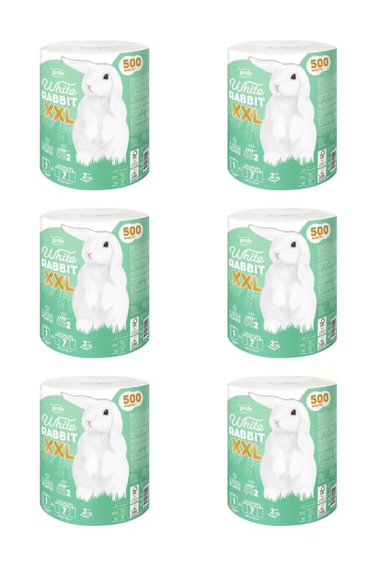 Popieriniai rankšluosčiai GRITE White Rabbit XXL, 2 sl., 6 vnt., 1 rit.