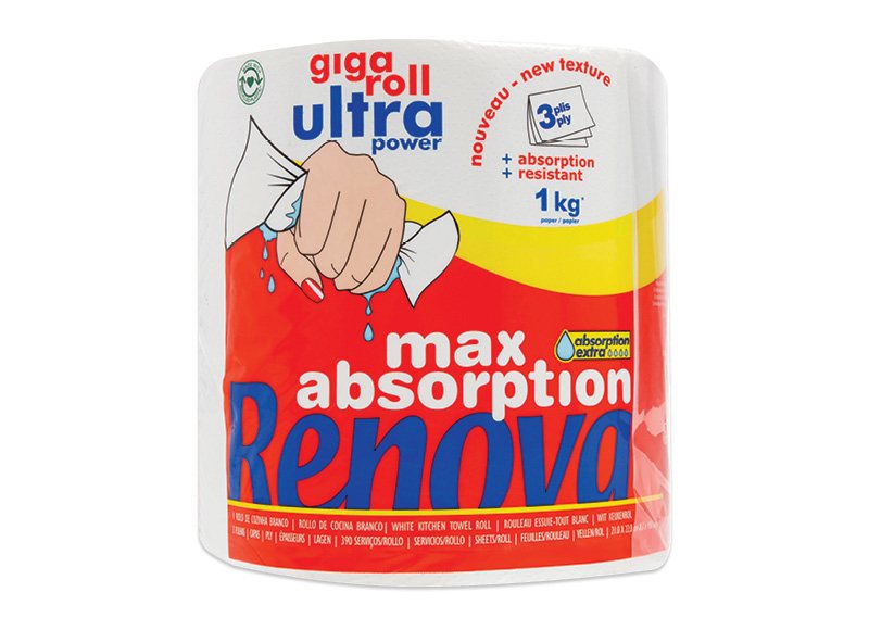 Popieriniai rankšluosčiai RENOVA GIGAROLL ULTRA POWER, 1 vnt