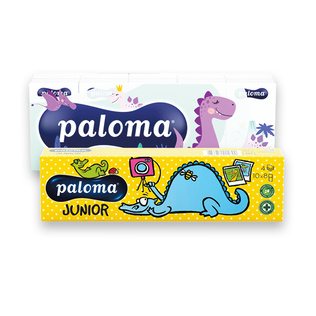 Popier.nosin. PALOMA JUNIOR arba DINO, 3 sl., /pak., 10 x 8 vnt