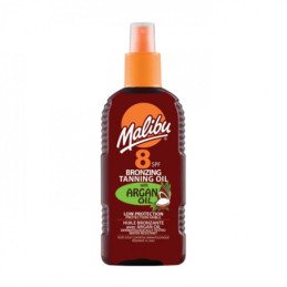 Purškiamas įdegio aliejus su argano aliejumi MALIBU SPF8, 200 ml