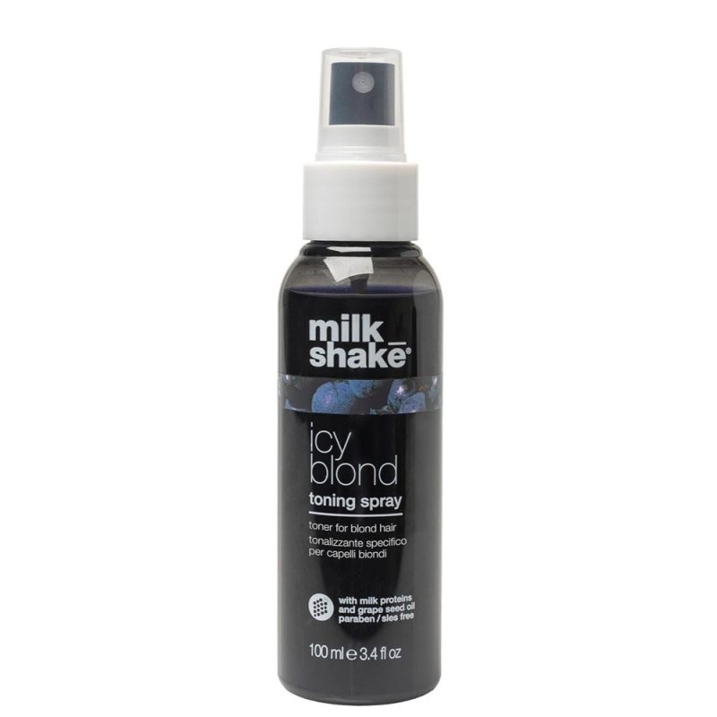 Purškiamas nenuplaunamas spalvą vėsinantis kondicionierius Milk Shake Icy Blonde Toning Spray, 100 ml