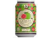 Raudonųjų gvajavų skonio gazuotas gaivusis gėrimas su cukrumi ir saldikliu CICUN, 330 ml