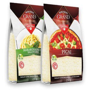ROKIŠKIO GRAND tarkuotas sūris picai arba makaronams ir salotoms, 250 g