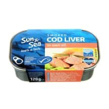 Rūk.menkių kepenėlės aliej. SUN&SEA, MSC, 120 g