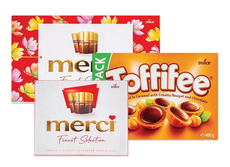 Saldainiams dėžutėje MERCI ar TOFFIFFEE
