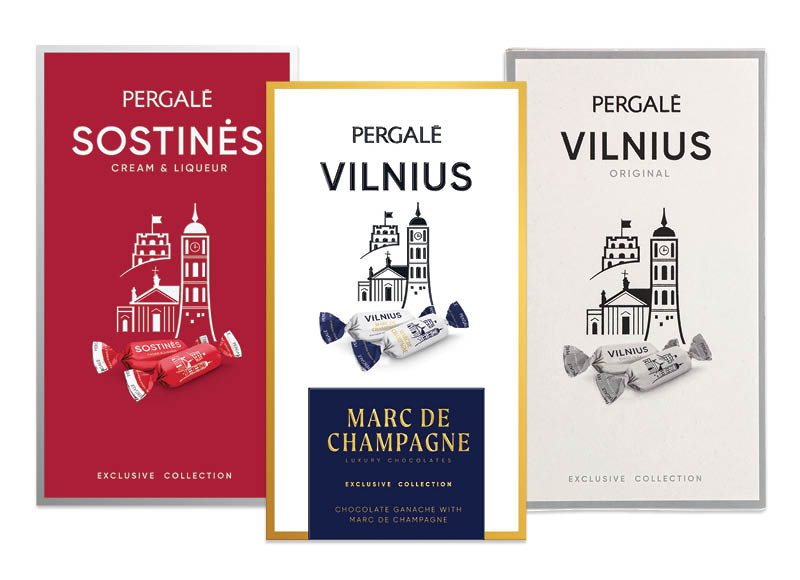 Saldainių dėžutėms SOSTINĖS, VILNIUS ar MARC DE CHAMPAGNE, 140 g