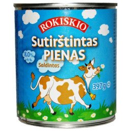 Saldintas sutirštintas ROKIŠKIO pienas, 8% rieb., 397 g