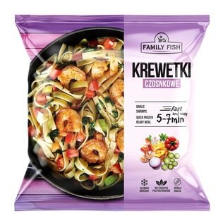 Šaldyti makaronai su krevetėmis ir česnakais FAMILY FISH, 400 g