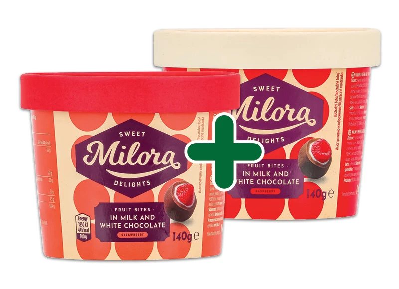 Šaldytos avietės ar braškės šokolade MILORA, 140 g