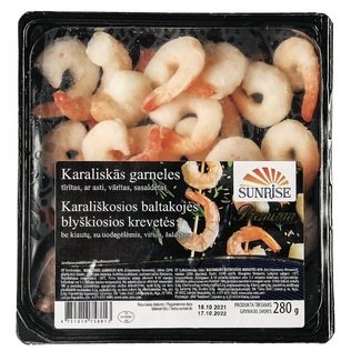 Šaldytos karališkosios baltakojės blyškiosios krevetės SUNRISE, 280 g