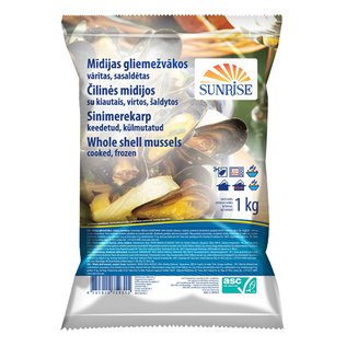 Šaldytos virtos Čilinės midijos su kiautais SUNRISE, 1 kg