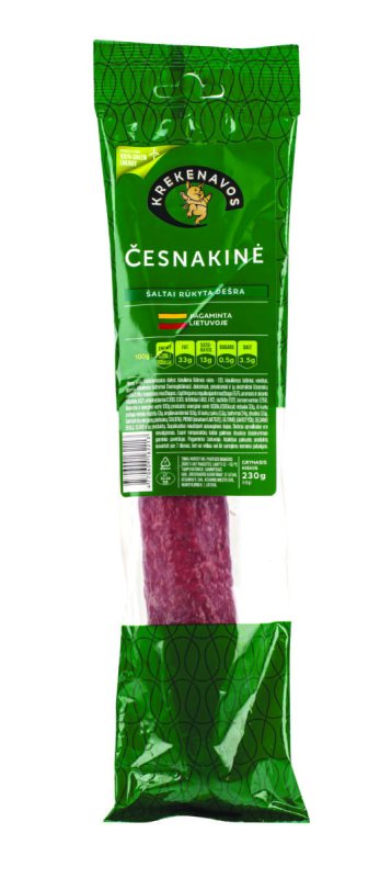 Šaltai rūkyta Česnakinė dešra Pirma rūšis, 230 g